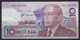Morocco 1987 Bank Al-Maghrib 10 Dirhams Banknote P-63a VF Circulated - Marruecos