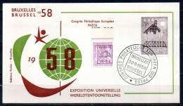 PRE 601-Cu Op FDC Congres Philatelique Europeen Des Preos - Bruxelles - Brussel 1958 - Cote 40,00 - Typografisch 1936-51 (Klein Staatswapen)