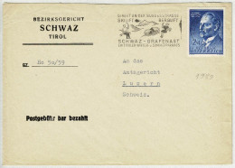 Oesterreich / Austria 1959, Brief Schwaz - Luzern (Schweiz), Stempel Postgebühr Bar Bezahlt, Skilift, Berglift - Other & Unclassified