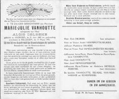 Doodsprentje / Image Mortuaire Marie Vanhoutte - Debeke Anzegem Bellegem 1883-1951 - Todesanzeige
