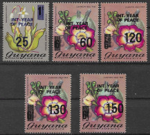 Guyana 1986 Flowers Orchids Overprinted Set Year Of Peace Mnh / ** - Guyane (1966-...)