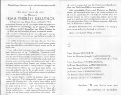 Doodsprentje / Image Mortuaire Irma-Thérèse Gellynck - Delputte Kuurne Sint-Denijs 1894-1959 - Obituary Notices