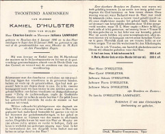 Doodsprentje / Image Mortuaire Kamiel D'Hulster - Lampaert - Beselare Ieper 1890-1949 - Overlijden