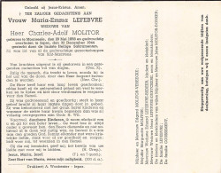 Doodsprentje / Image Mortuaire Maria-Emma Lefebvre - Molitor Moorsele Ieper 1858-1944 - Obituary Notices
