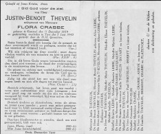 Doodsprentje / Image Mortuaire Justin Thevelin - Crabbe Kemmel Ieper 1859-1945 - Obituary Notices