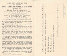 Doodsprentje / Image Mortuaire Emma Monteyne - Liégeois - Poperinge Ieper 1857-1942 - Obituary Notices