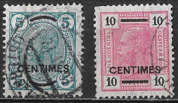 CRETE 1904-05 Austrian Office Stamps Of 1904 With Overprint Centimes Without Shiny Lines Complete Used Set Vl.12 / 13 - Kreta