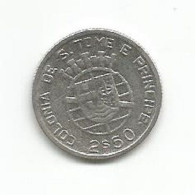 SAO TOME AND PRINCIPE PORTUGAL 2$50 ESCUDOS 1948 SILVER - São Tomé Und Príncipe