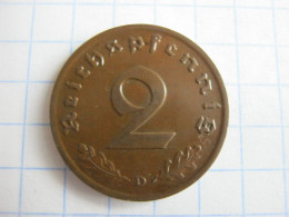 Germany 2 Reichspfennig 1937 D - 2 Reichspfennig