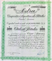 Astra Compania Argentina De Petrolco -Cinco Acc.Ord. (1957 - Buenos Aires - Petrolio