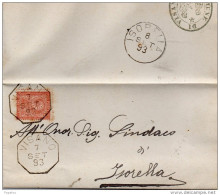 1893 LETTERA CON ANNULLO  OTTAGONALE VISANO BRESCIA - Mint/hinged