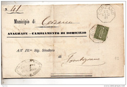 1891  LETTERA CON ANNULLO  OTTAGONALE CORZANO BRESCIA - Marcofilía