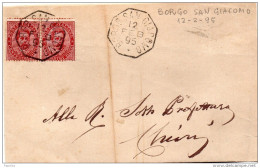 1895    LETTERA CON ANNULLO BORGO S. GIACOMO    BOLOGNA - Storia Postale