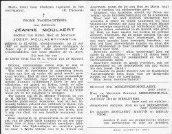 Doodsprentje / Image Mortuaire Jeanne Moulaert - Martin - Sint-Gillis Dendermonde 1887-1959 - Obituary Notices