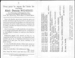 Doodsprentje / Image Mortuaire Abel Hosdez - Warneton 1873-1951 - Décès