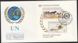 FDC/ONU/New-York/1985/ 40° Anniversaire De L'ONU : Bloc    (NY08) - FDC