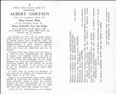 Doodsprentje / Image Mortuaire Albert Gheysen - Hugo Van Den Eeden - Wervik 1891-1958 - Todesanzeige