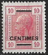 CRETE 1906-07 Austrian Office Stamps Of 1906 With Black Overprint Centimes / 10 H Rose Vl.15 MH - Kreta