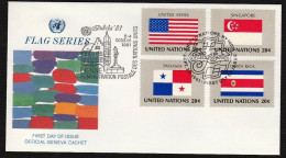 FDC/ONU/New York/Flags/Drapeaux (n37) USA-SINGAPORE-PANAMA-COSTA RICA - FDC