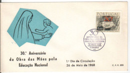 Portugal 1968 FDC Oeuvre Des Mères Education Nationale Cachet Coimbra Mothers Work FDC Coimbra Postmark - FDC