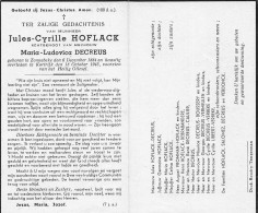 Doodsprentje / Image Mortuaire Jules Hoflack - Decreus - Zonnebeke Kortrijk 1884-1945 - Obituary Notices