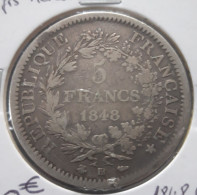France - 5 Francs Hercule 1848 BB - Strasbourg - 5 Francs