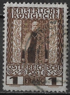 CRETE 1908-14 Austrian Office 1 FRANC Brown Vl. OB 22 - Kreta