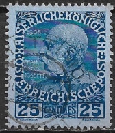 CRETE 1908-14 Austrian Office Non Glossy Paper 25 Centimes Blue Vl. 24 Cancellation Rhetymnon - Kreta
