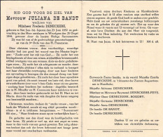 Doodsprentje / Image Mortuaire Juliana De Brandt - Deneckere - Sint-Jan Wevelgem 1852-1944 - Obituary Notices