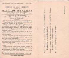 Doodsprentje / Image Mortuaire Mathilde Seynhaeve Heule 1857-1944 - Overlijden