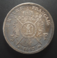 France - 5 Francs Napoléon III 1867 BB - 5 Francs