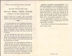 Doodsprentje / Image Mortuaire Emma Bulcke - Coene - Merkem Ieper 1868-1960 - Esquela