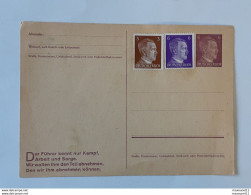 Entier Postal Avec 2 Timbres Hitler - " Der Fuhrer Kennt Nur Kampf , Arbeit Und Sorge ..... " . Lot110 . - Cartas & Documentos
