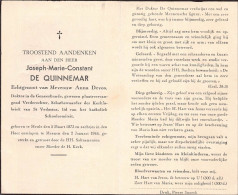 Doodsprentje / Image Mortuaire Joseph De Quinnemar - Devos - Dokter - Heule Menen 1873-1944 - Todesanzeige