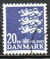 DANEMARK DANMARK DENMARK DANIMARCA 1986 SMALL STATE SEAL 20k USED USATO OBLITERE' - Used Stamps
