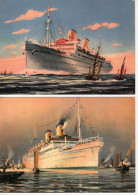 Lot Of 2 Unidentified Cruise Ships  -  Art Card Modern - CPM - Paquebots