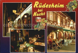 72496880 Ruedesheim Rhein Innenstadt Bei Nacht Strassencafe Restaurants Weinstad - Rüdesheim A. Rh.