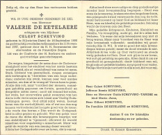 Doodsprentje / Image Mortuaire Valerie De Ketelaere - Scheyving - Sint-Joris-ten-Distel Knesselare 1895-1957 - Overlijden