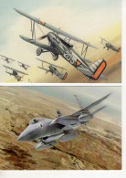 Lot Of 2 Unidentified Fighter Airplanes  -  Art Card Modern - CPM - Autres & Non Classés