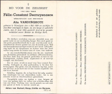 Doodsprentje / Image Mortuaire Félix Decruyenaere - Venderghote - Wevelgem Ieper 1869-1945 - Overlijden