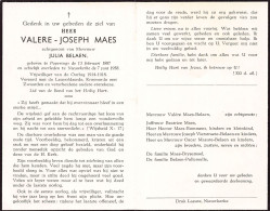 Doodsprentje / Image Mortuaire Valere Maes - Belaen - Poperinge Nieuwkerk Vrijwilleger 1887-1958 - Obituary Notices
