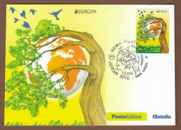 Italien / Italia 2016  Mi.Nr. 3908 , EUROPA CEPT Think Green - Maximum Card -  Roma Filatelico 9.5.2016 - 2016