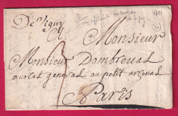 MARQUE MANUSCRIT DE VIGNY LE BORDEAU DE VIGNY SEINE ET OISE 1711 LENAIN N°3 INDICE 20 POUR PARIS LETTRE - 1701-1800: Voorlopers XVIII