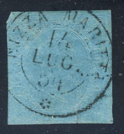 1853 - 20 C. Azzurro Con Annullo Di Nizza Marittima Del 14 Luglio 1854 (2 Immagini) - Sardinien
