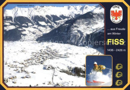 72496515 Fiss Tirol Wintersportplatz Alpen Fliegeraufnahme Skifahrer Fiss - Altri & Non Classificati