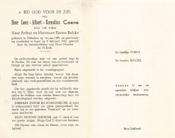 Doodsprentje / Image Mortuaire Leon Coene - Bulcke - Dikkebus Ieper - 1891-1962 - Todesanzeige