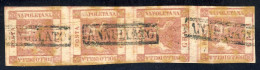 1858 - 1 Grana II Tavola In Striscia Di 4 Con Annullato In Cartella Con Ingiallimenti Al Verso - Sigla A.D. (1 Immagine) - Nápoles