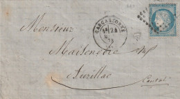 Lettre De Carcassonne à Aurillac LAC - 1849-1876: Période Classique