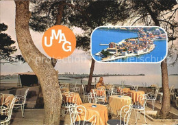 72496328 Umag Umago Istrien Strandcafe Terrasse Fliegeraufnahme Croatia - Croatia
