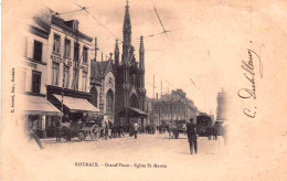 59 - Nord -  ROUBAIX -  Grand Place - église Saint Martin - Hotel De France - Carte Précurseur  - Roubaix